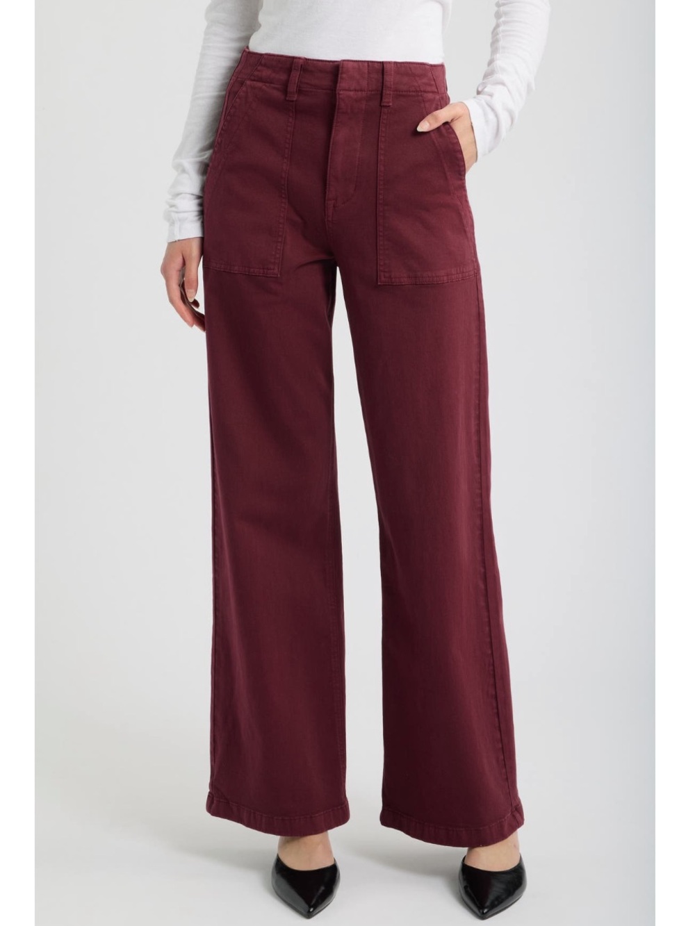 Pistola Nicole Stretch Cabernet Cotton Wide Pants New!